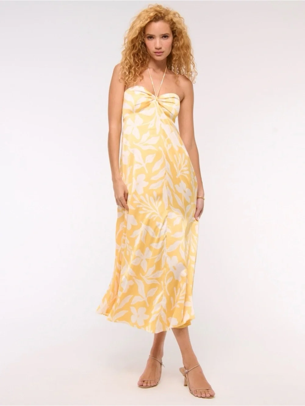 Abercrombie & Fitch Yellow and White Floral Maxi Dress